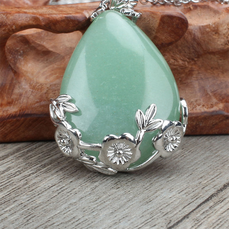 Collier Goutte d'eau Prune en Pierre Naturelle