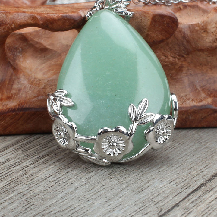 Collier Goutte d'eau Prune en Pierre Naturelle