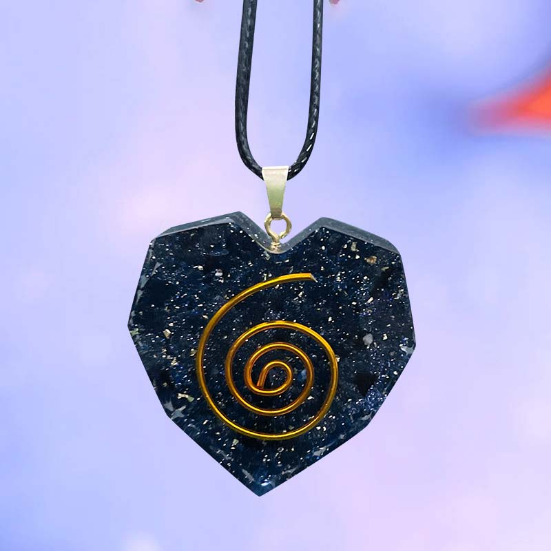 Collier coeur en cristal naturel en grès bleu Olivenorma