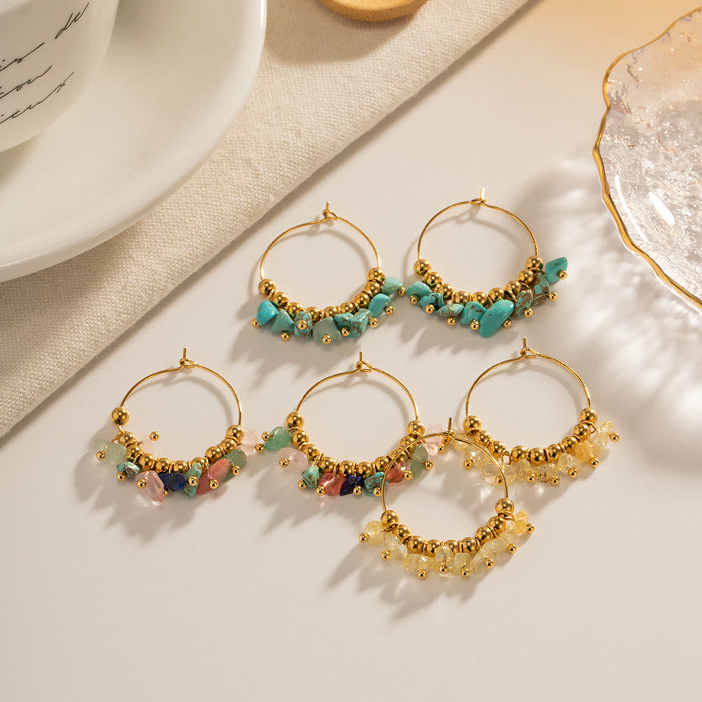 Boucles d'oreilles en acier inoxydable avec gravier naturel Olivenorma