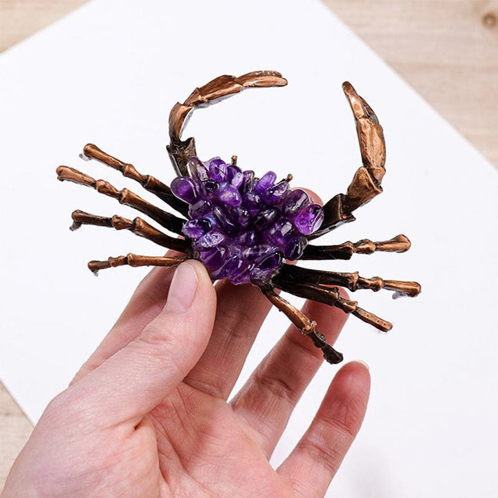 Ornement de crabe en gravier d'améthyste naturelle Olivenorma Décoration en pierres précieuses