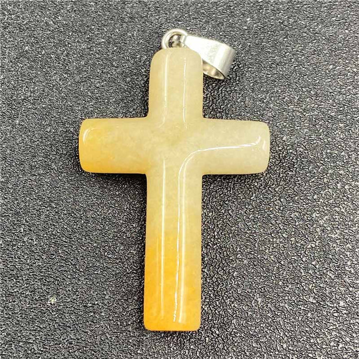 Pendentif de guérison en forme de croix en cristal naturel Olivenorma