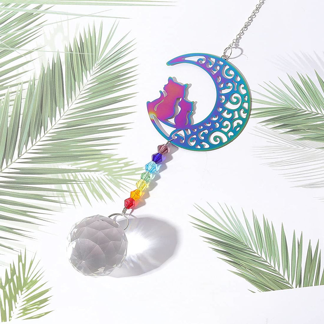 Carillon éolien à suspendre en cristal transparent avec perles chakra Olivenorma