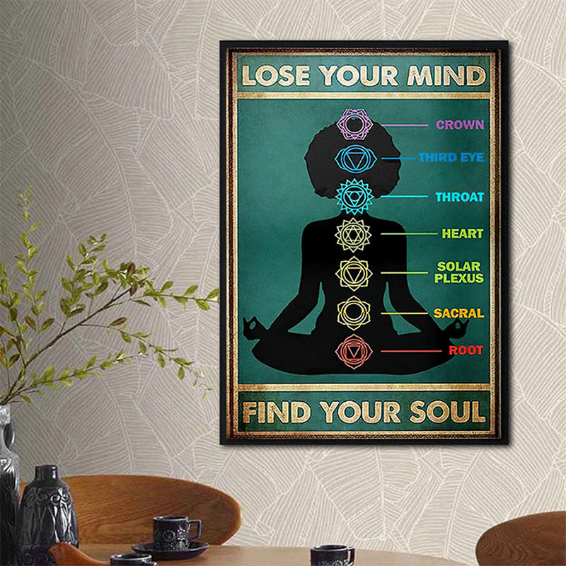 Affiche décorative Olivenorma Chakra Yoga « PERDEZ VOTRE ESPRIT, TROUVEZ VOTRE ÂME »