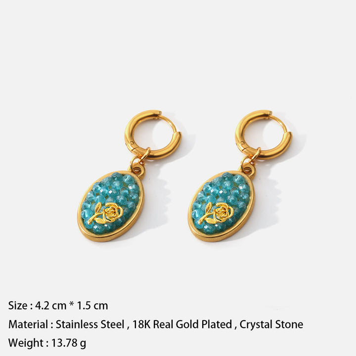 Boucles d'oreilles pendantes ovales en tourmaline rose écrasée Olivenorma Paraiba