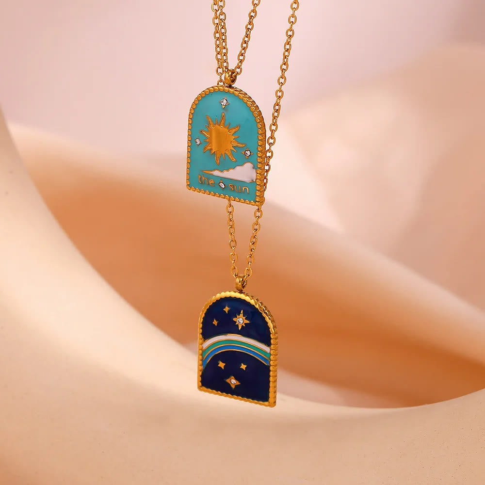 Collier de Tarot Olivenorma Blue Evil Eye Galaxy Sun