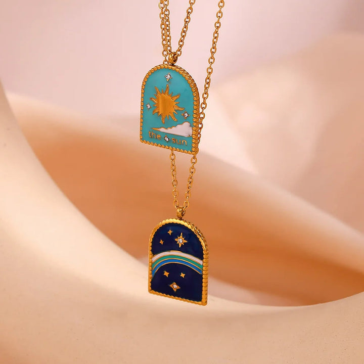 Collier de Tarot Olivenorma Blue Evil Eye Galaxy Sun
