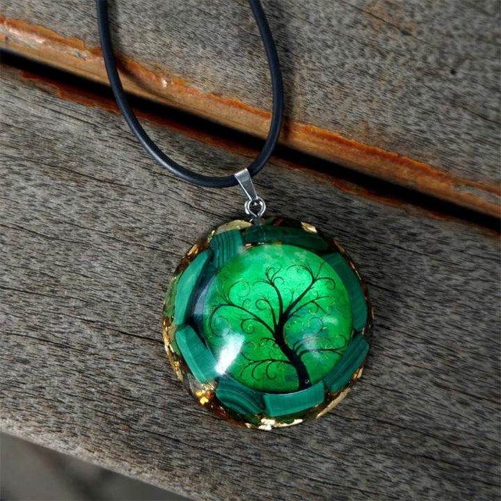 Collier Arbre de vie en malachite naturelle Olivenorma
