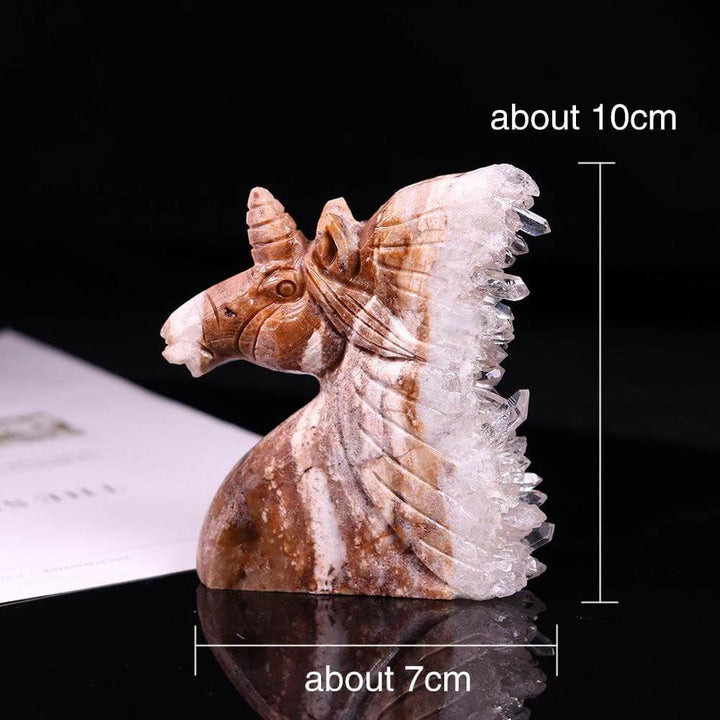 Décoration en pierre précieuse licorne en cristal transparent naturel Olivenorma