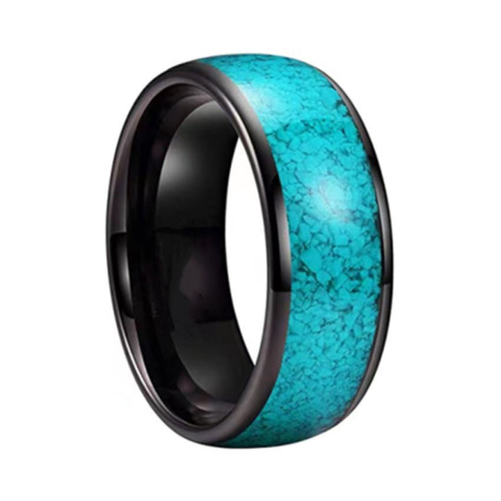 Bague pour homme en carbure de tungstène turquoise écrasé Olivenorma
