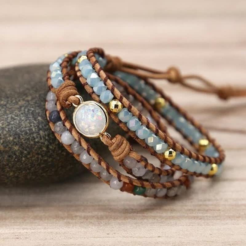 Bracelet de protection et de méditation en perles d'opale de guérison