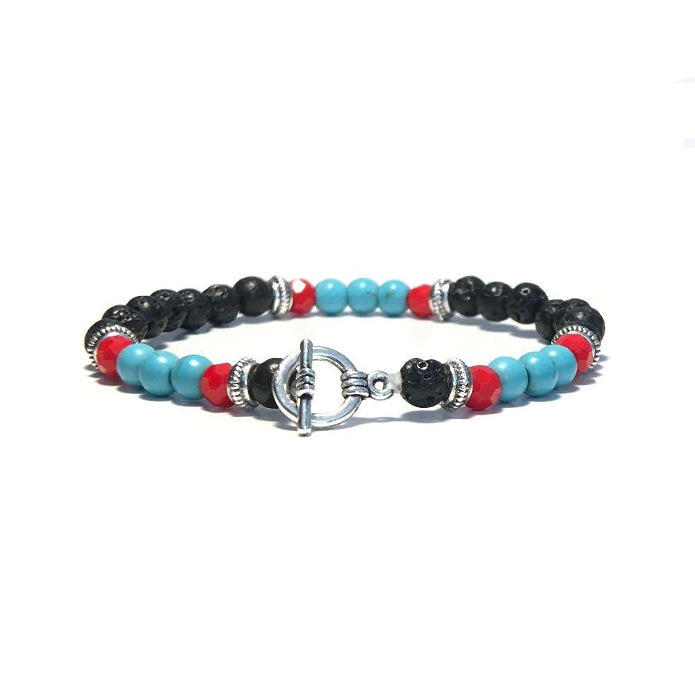 Bracelet tressé en perles de pierre colorées pour homme Olivenorma