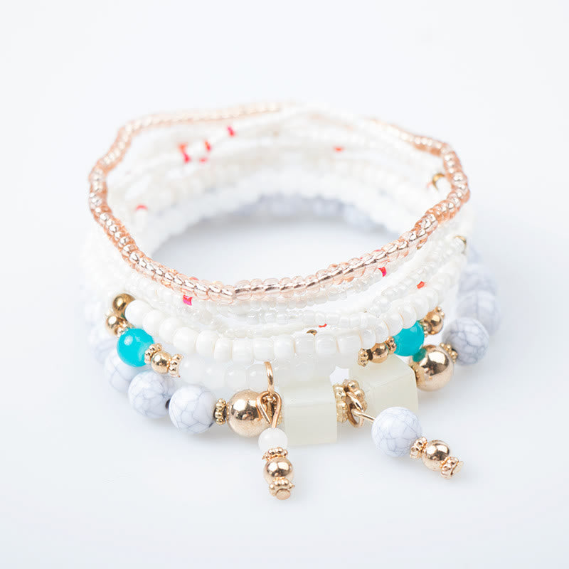 Ensemble de bracelets à perles superposées en pierre empereur Olivenorma