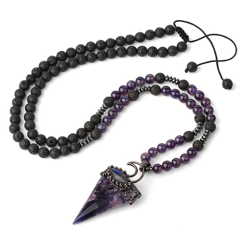 Collier de perles de méditation prismatiques en pierre naturelle Olivenorma