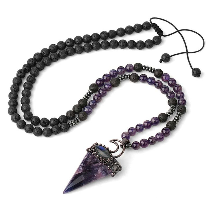 Collier de perles de méditation prismatiques en pierre naturelle Olivenorma