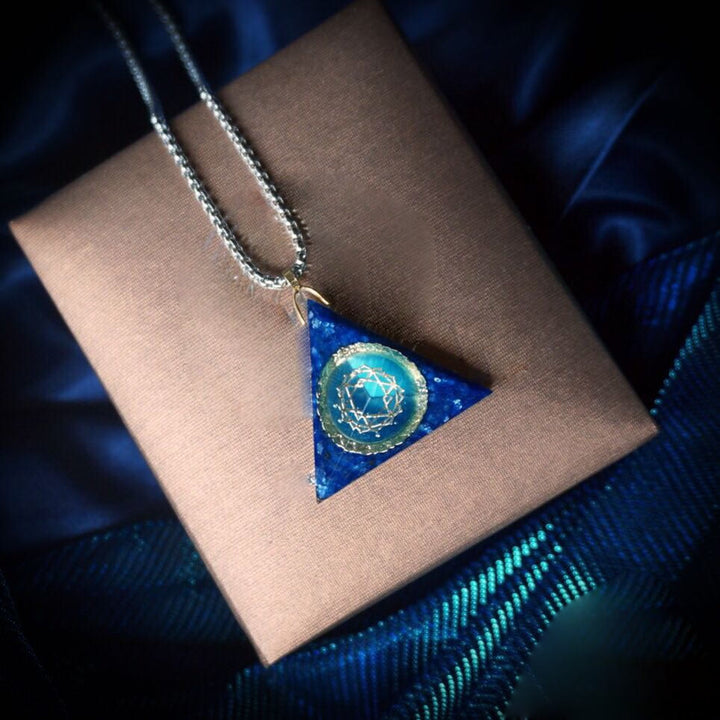 Collier Organe triangulaire en aigue-marine et lapis-lazuli Olivenorma