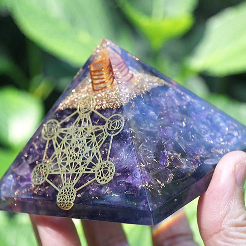 Pilier en cristal transparent Olivenorma Cube de Métatron Pyramide d'orgone