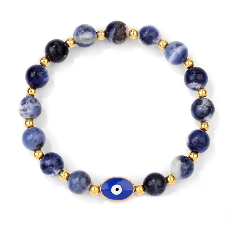 Bracelet Olivenorma 8 mm œil de tigre bleu contre le mauvais œil