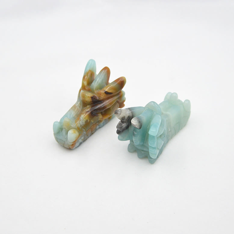 Décoration en pierres précieuses en forme de tête de dragon en cristal Olivenorma