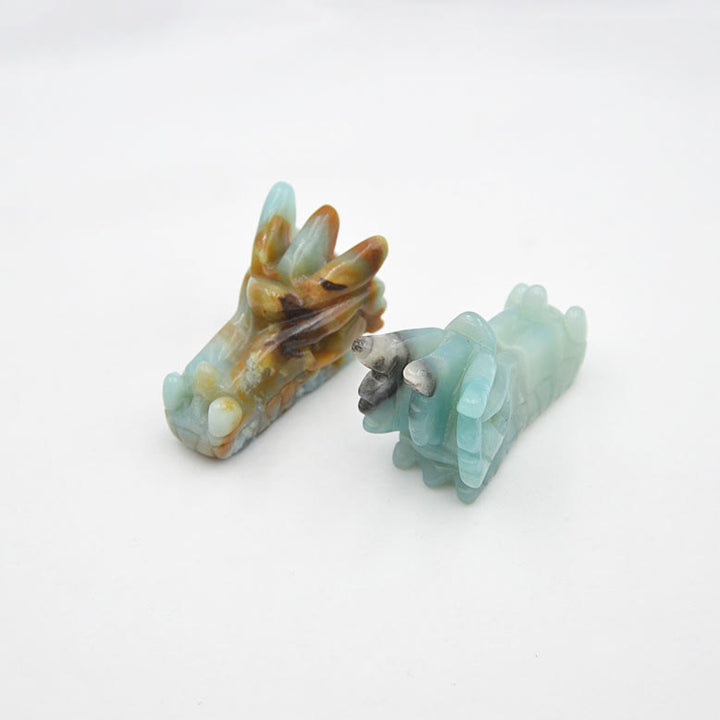 Décoration en pierres précieuses en forme de tête de dragon en cristal Olivenorma