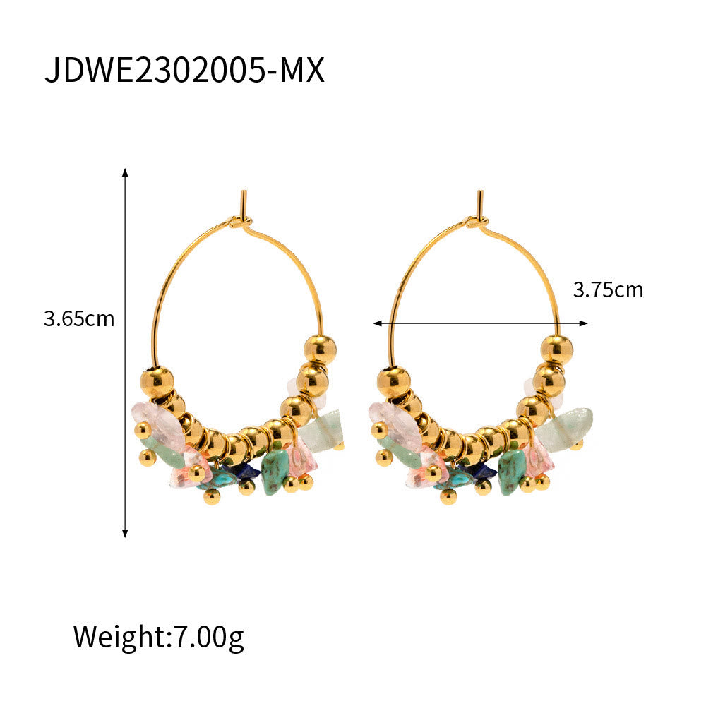 Boucles d'oreilles en acier inoxydable avec gravier naturel Olivenorma