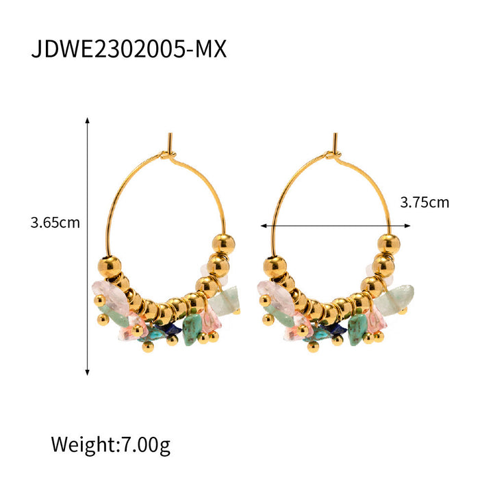 Boucles d'oreilles en acier inoxydable avec gravier naturel Olivenorma