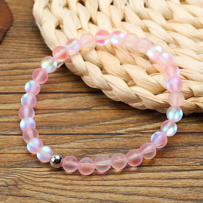 Bracelet en perles de verre cristal rose Olivenorma