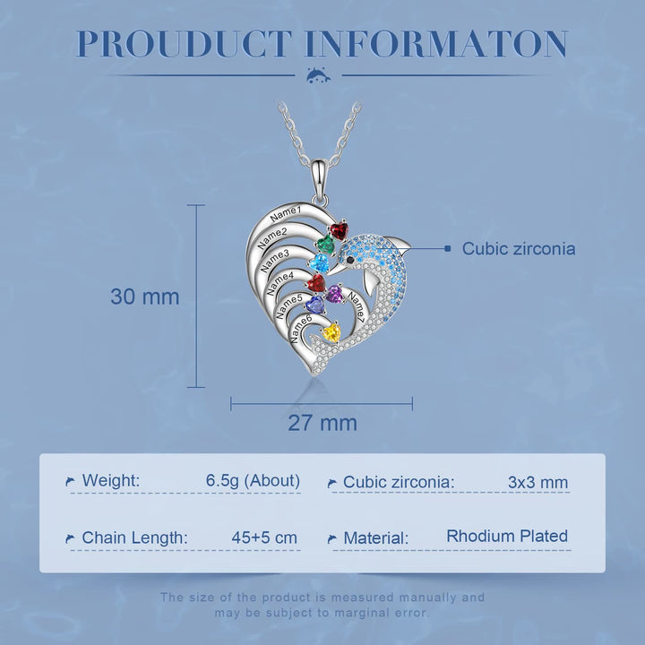 Collier avec pendentif en pierre gravée en forme de cœur et de dauphin Olivenorma