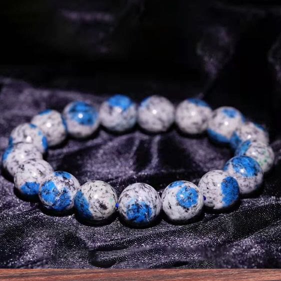 Bracelet en pierre énergétique en perles d'azurite naturelle de 11 mm Olivenorma