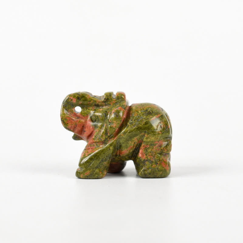 Figurine d'éléphant sculptée Olivenorma 1,5/2 pouces Décoration en pierres précieuses