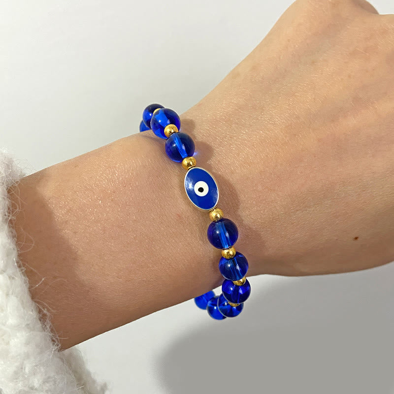 Bracelet Olivenorma 8 mm œil de tigre bleu contre le mauvais œil