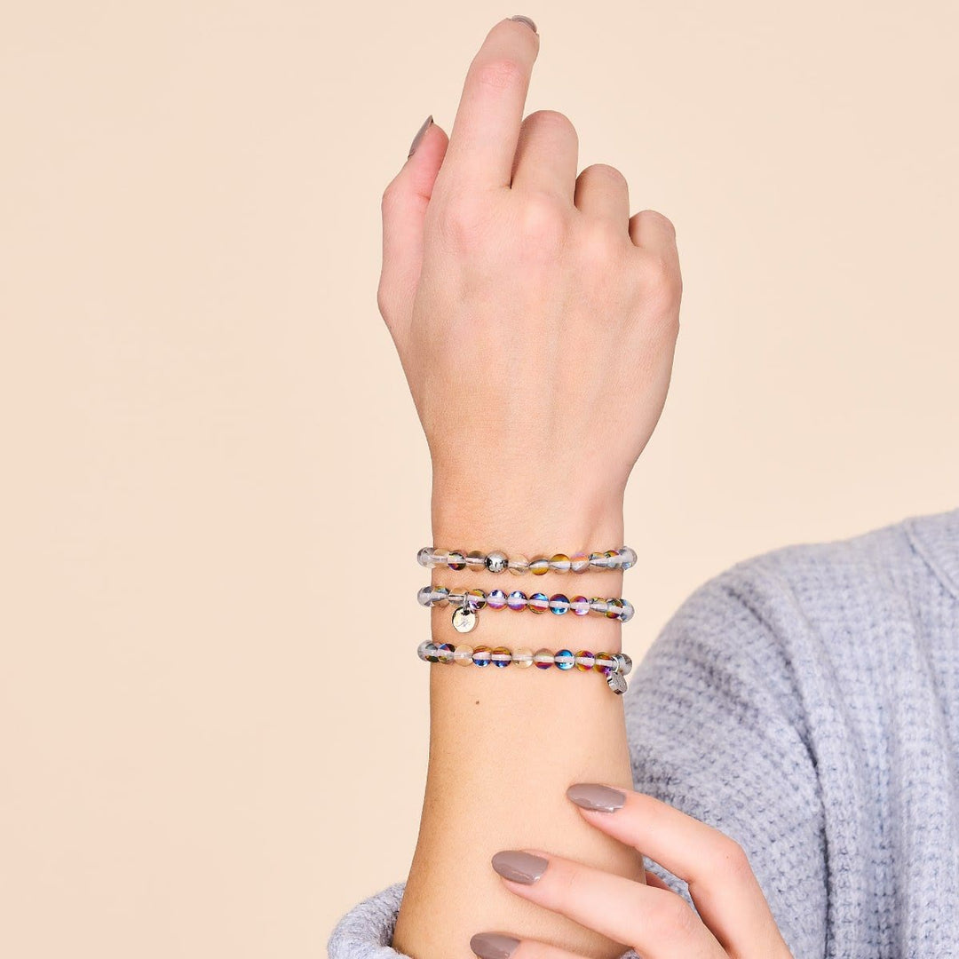 Bracelet en perles de verre cristal multicolores Olivenorma