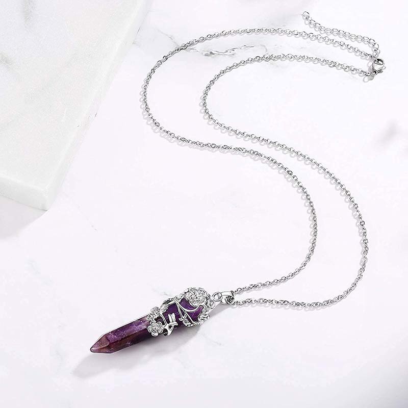 Collier à colonne hexagonale en cristal naturel Olivenorma