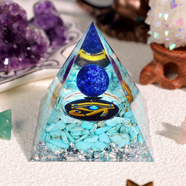 Pyramide d'orgone en sodalite bleue et turquoise Olivenorma