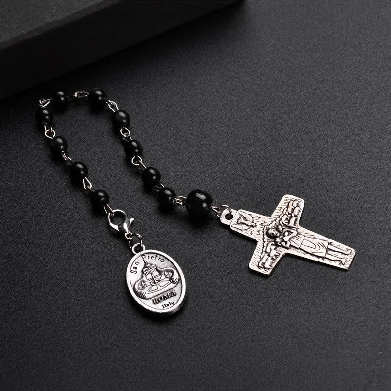 Bracelet chapelet avec pendentif croix du Saint-Père du Vatican Olivenorma