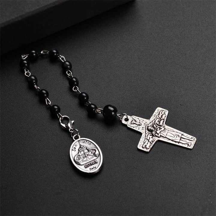 Bracelet chapelet avec pendentif croix du Saint-Père du Vatican Olivenorma