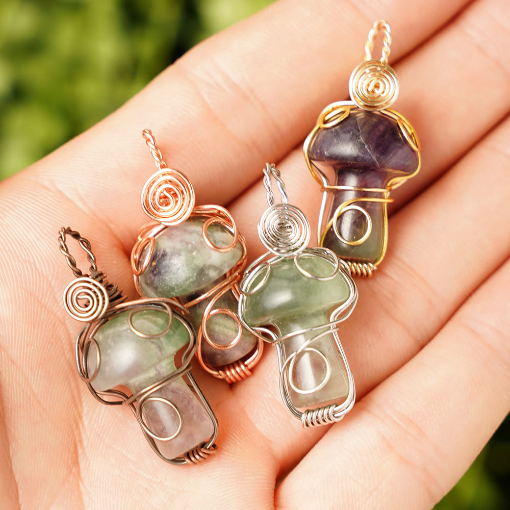 Collier en pierre de guérison naturelle Olivenorma aux champignons