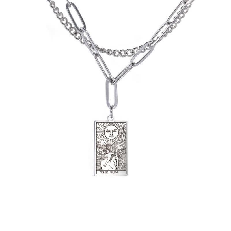 Collier à double chaîne avec carte de tarot Olivenorma