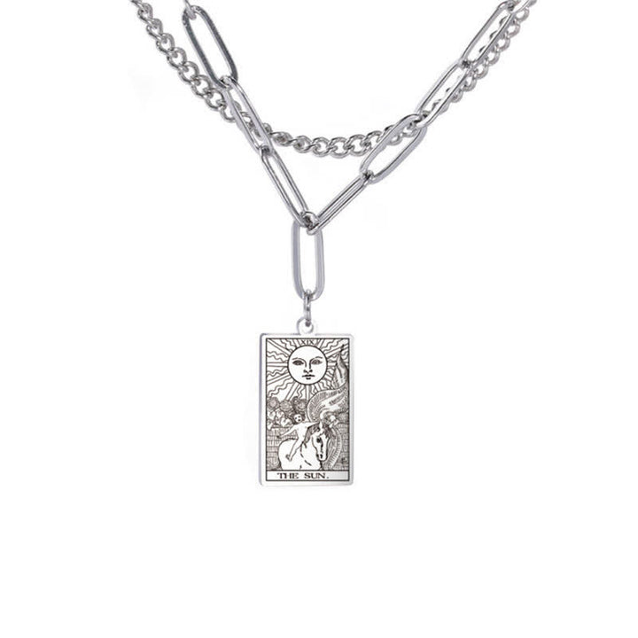 Collier à double chaîne avec carte de tarot Olivenorma