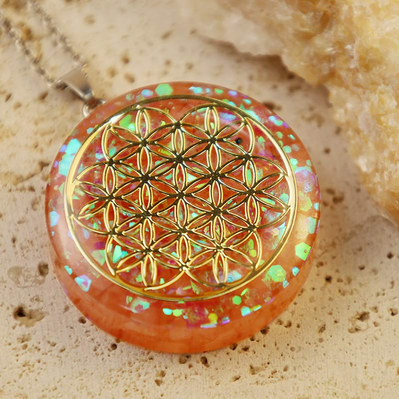 Collier Reki Fleur de Vie Quartz Rose