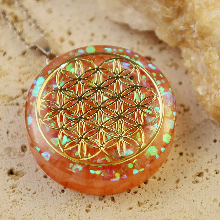 Collier Reki Fleur de Vie Quartz Rose