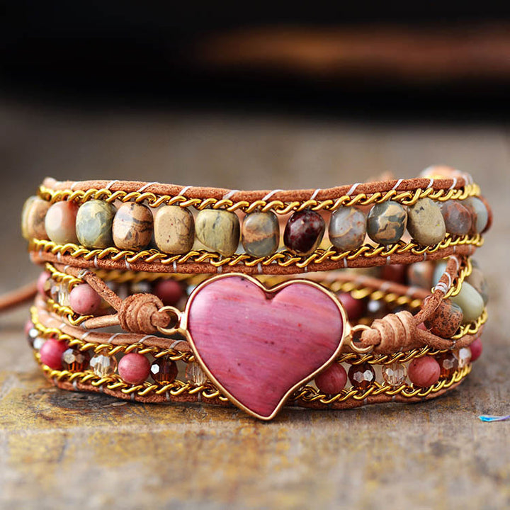 Bracelet enroulé en rhodonite Pure Love