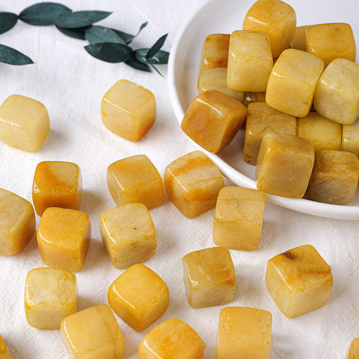 Cube de cristal d'agate jaune Olivenorma en pierre naturelle