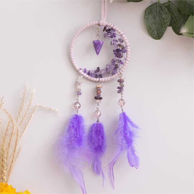 Pendentif Améthyste Olivenorma Petit Attrape-rêves en forme de croissant de lune