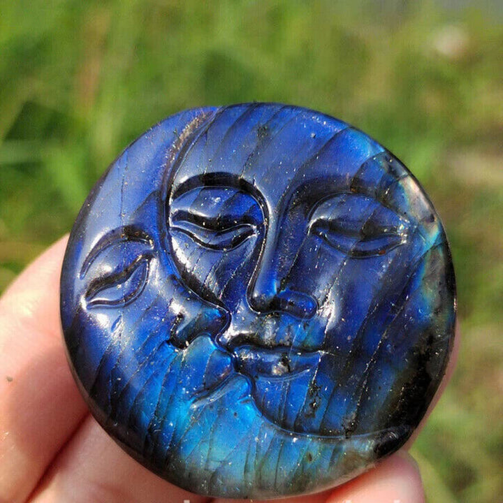 Ornements de visage de lune en labradorite naturelle Olivenorma Décoration en pierres précieuses