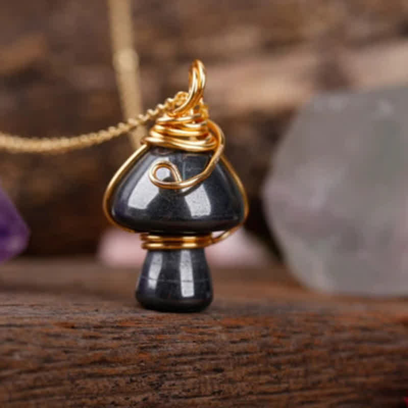 Collier champignon porte-bonheur en cristal naturel Olivenorma