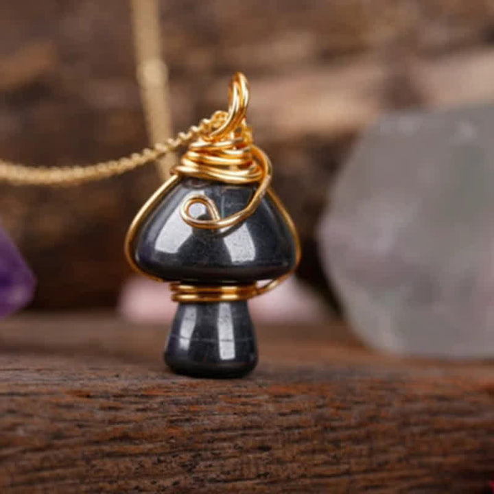 Collier champignon porte-bonheur en cristal naturel Olivenorma
