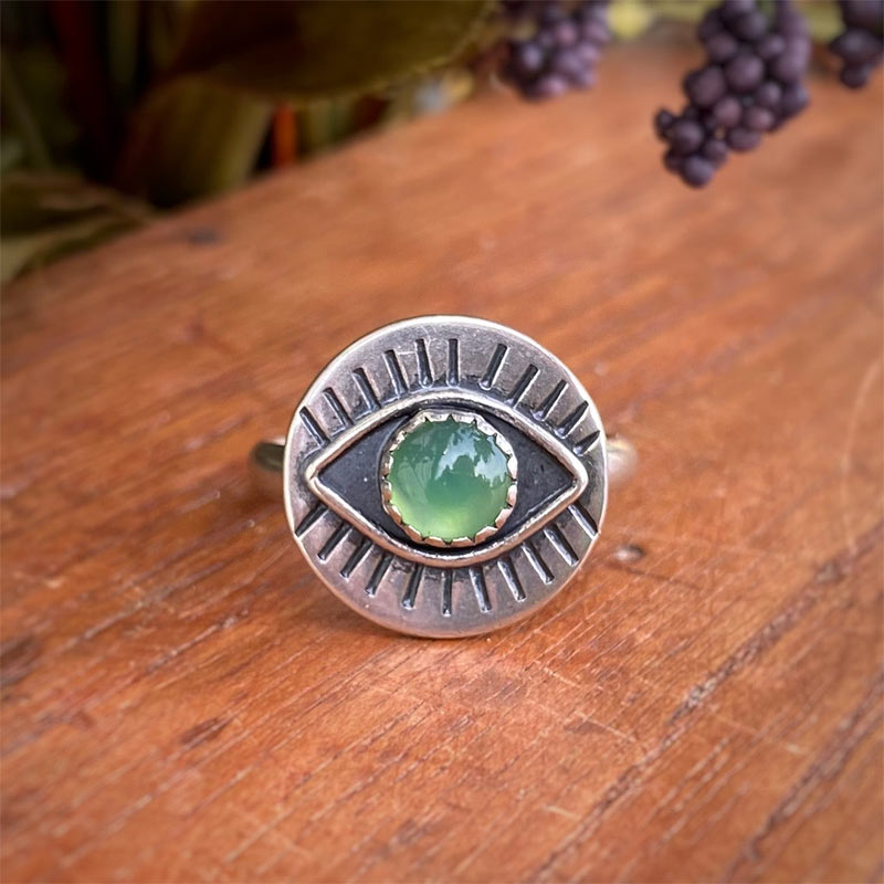 Bague de protection contre le mauvais œil en chrysoprase