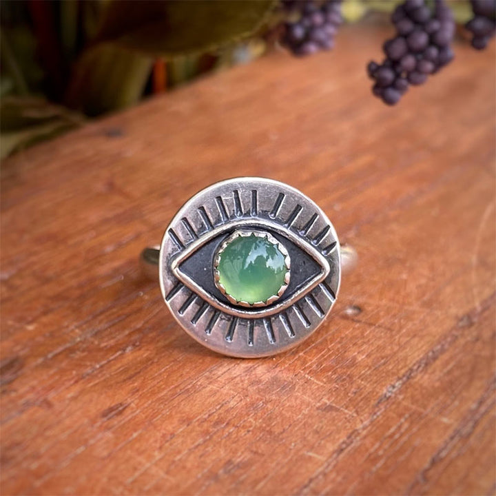 Bague de protection contre le mauvais œil en chrysoprase