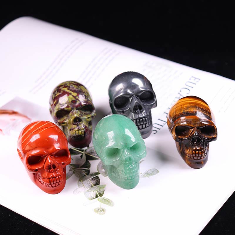 Décoration de crâne en jaspe de sang de dragon Olivenorma